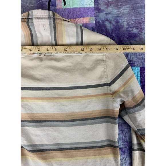 Earthbound Trading Co Mens Medium Long Sleeve Button Up Striped Distressed - Picture 12 of 13